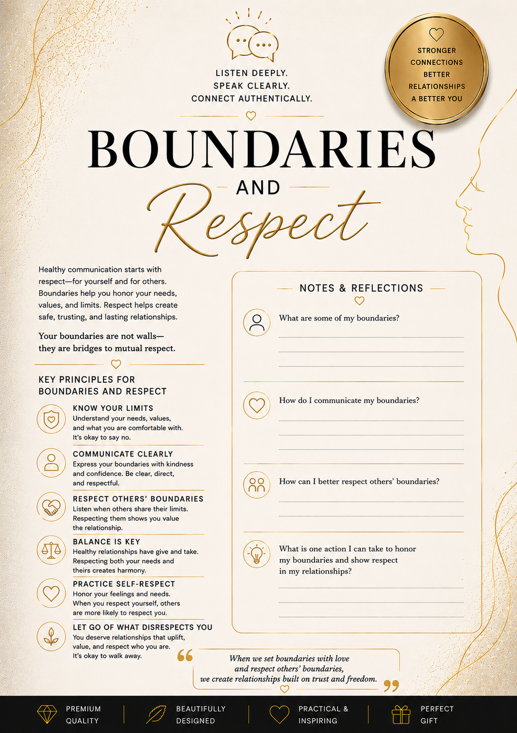 Communication Journal Workbook | Improve Communication Skills & Build Stronger Relationships | Self-Reflection & Personal Growth | Printable PDF