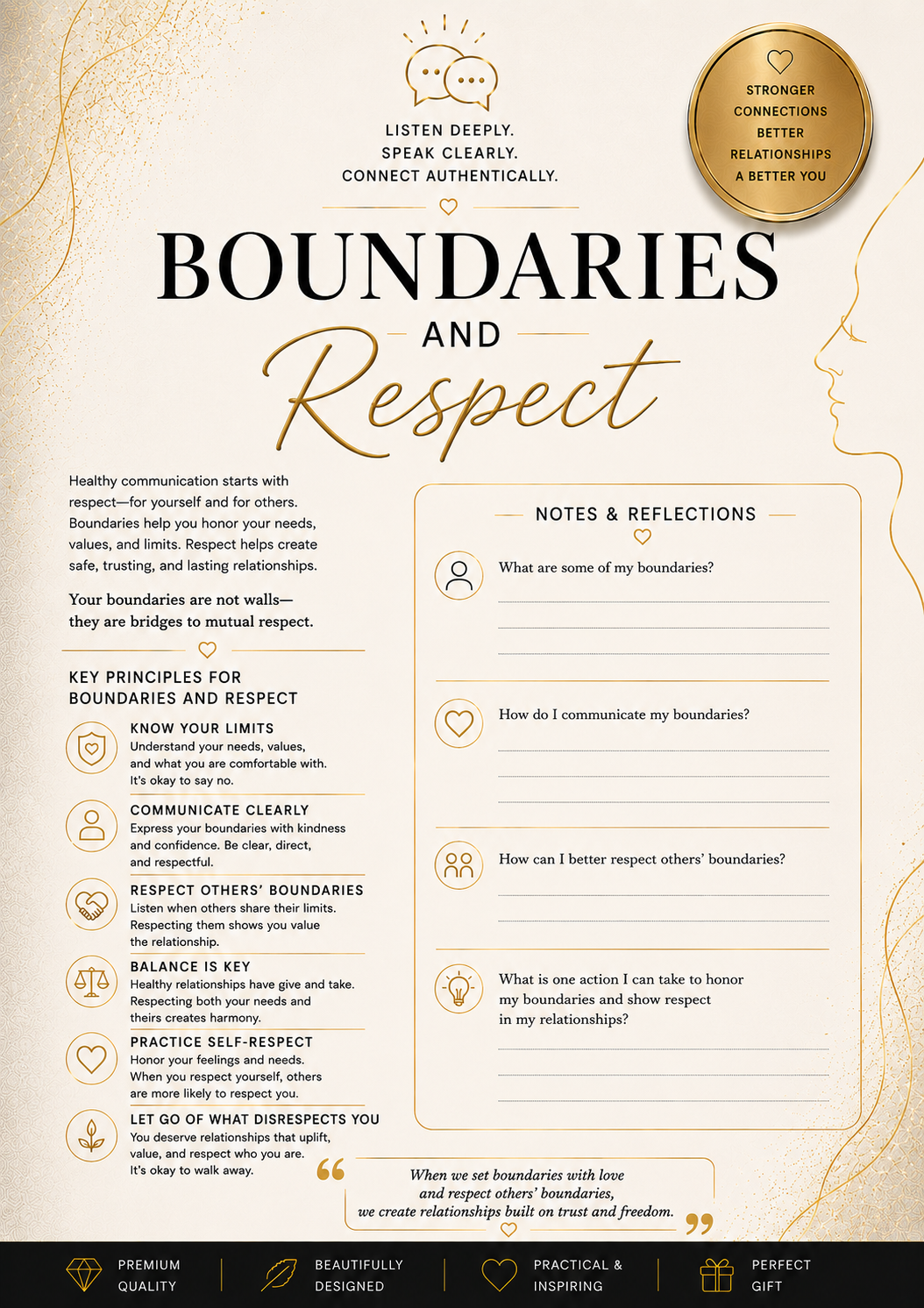 Communication Journal Workbook | Improve Communication Skills & Build Stronger Relationships | Self-Reflection & Personal Growth | Printable PDF