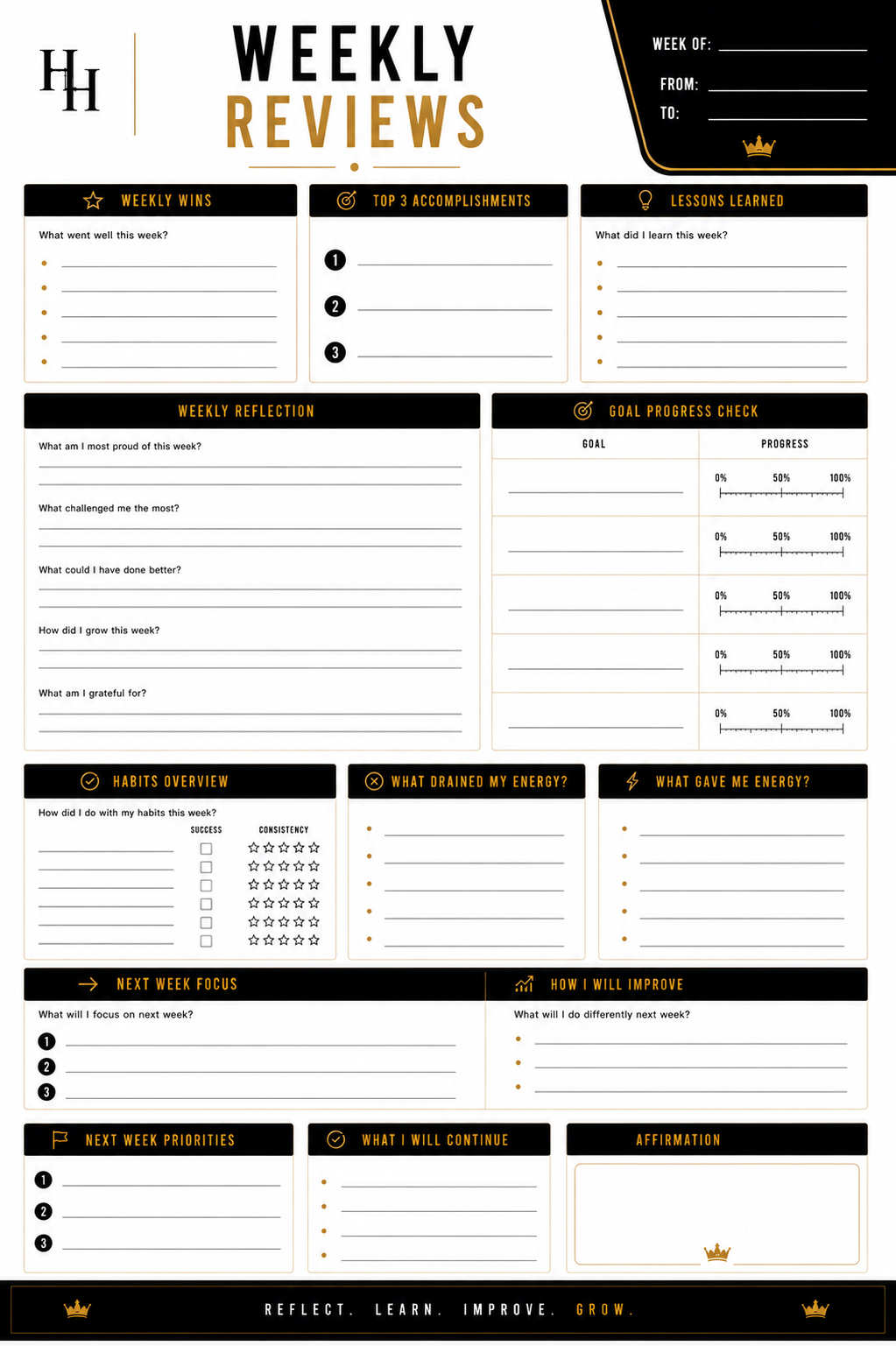 ADHD Daily Planner Workbook | ADHD Productivity Planner & Executive Function Workbook | Focus, Organization & Time Management | Printable PDF