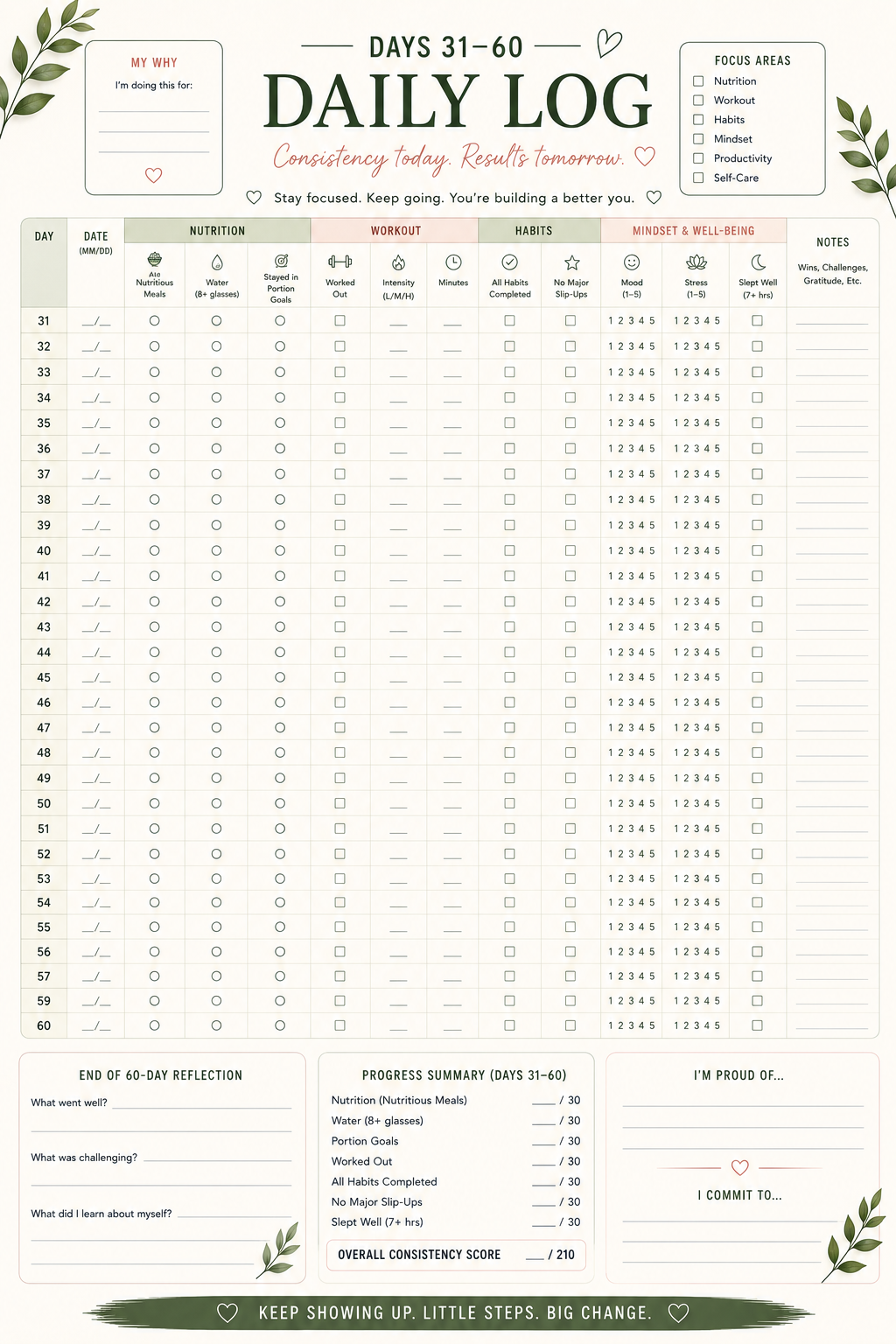 90 Day Weight Loss Journal | Weight Loss Tracker & Wellness Planner | Healthy Habits, Fitness & Nutrition Workbook | Printable PDF