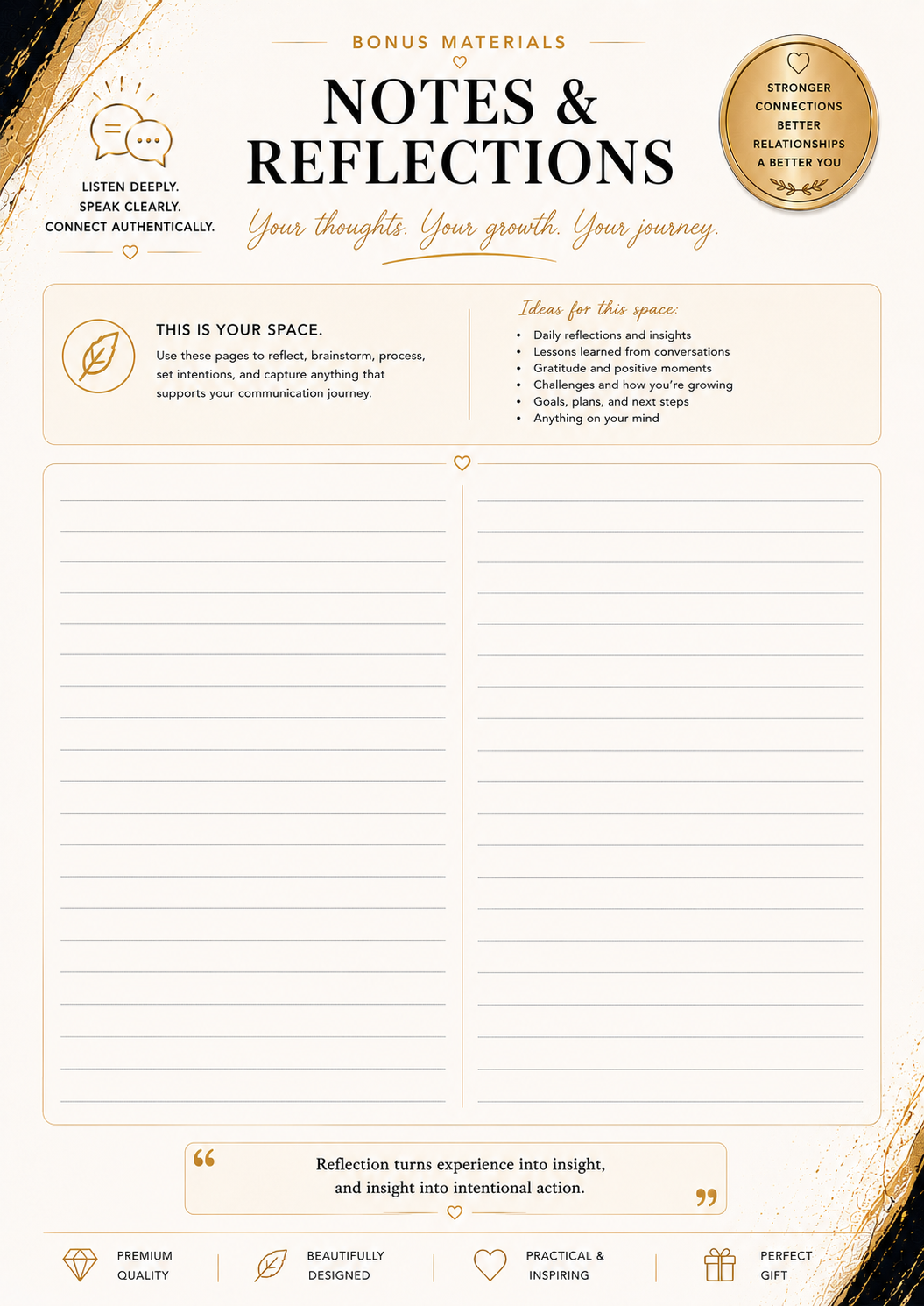 Communication Journal Workbook | Improve Communication Skills & Build Stronger Relationships | Self-Reflection & Personal Growth | Printable PDF