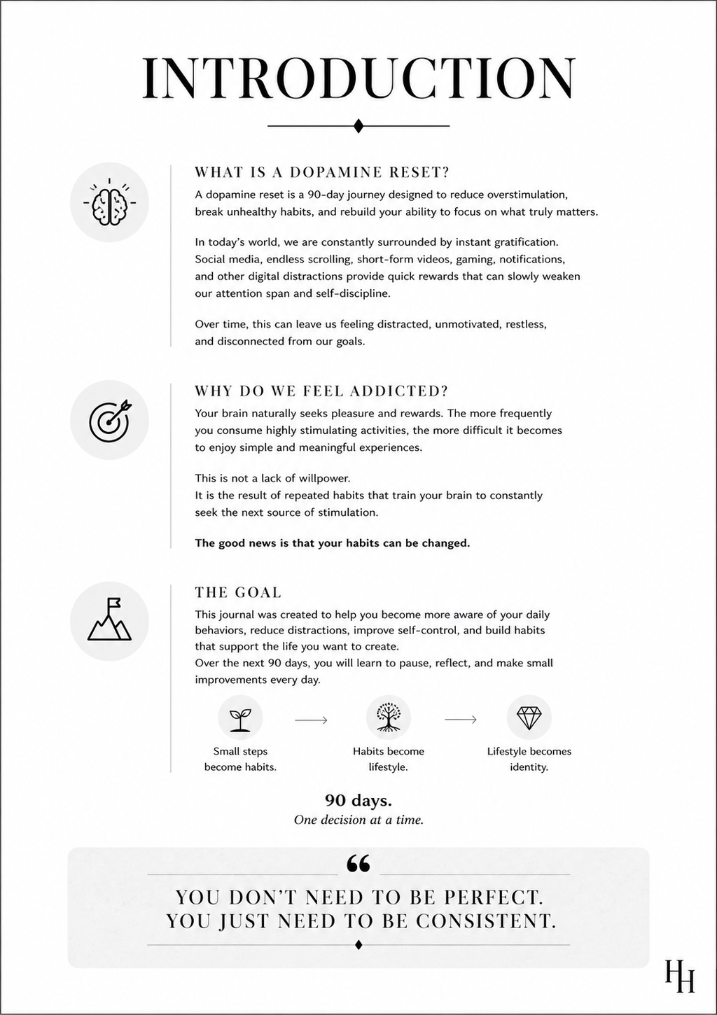 90 Day Dopamine Reset Workbook | Break Bad Habits & Reclaim Focus | Digital Detox, Self-Discipline & Mindset Journal | Printable PDF
