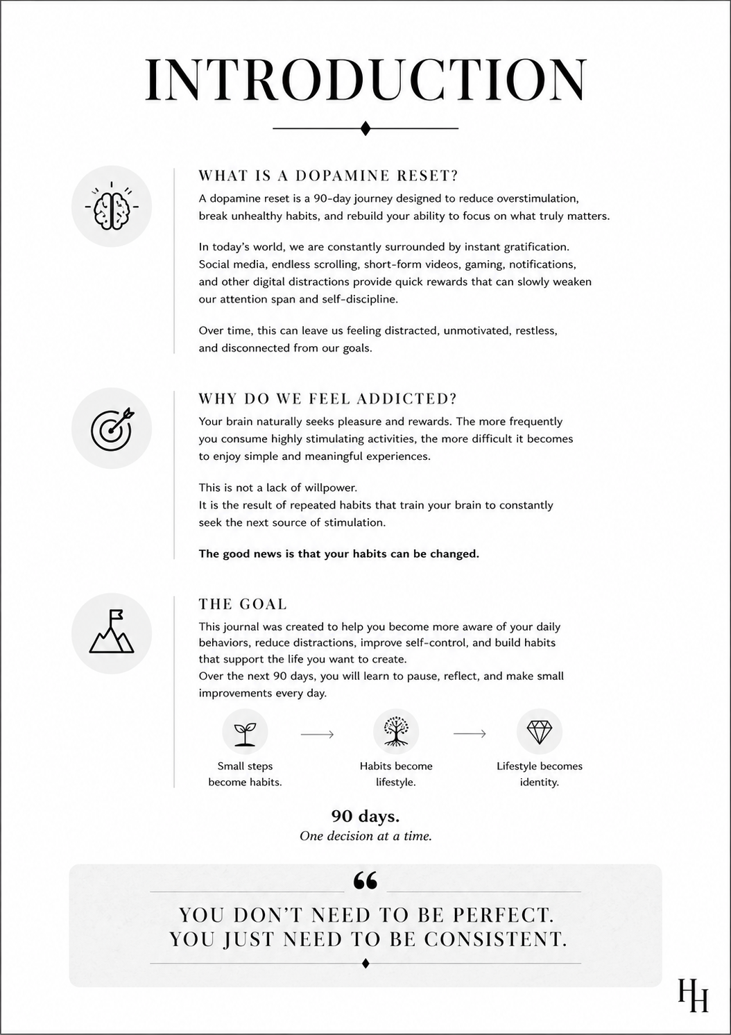 90 Day Dopamine Reset Workbook | Break Bad Habits & Reclaim Focus | Digital Detox, Self-Discipline & Mindset Journal | Printable PDF