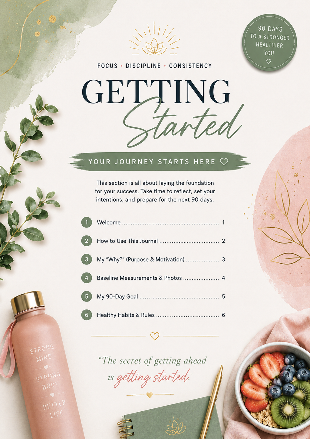 90 Day Weight Loss Journal | Weight Loss Tracker & Wellness Planner | Healthy Habits, Fitness & Nutrition Workbook | Printable PDF