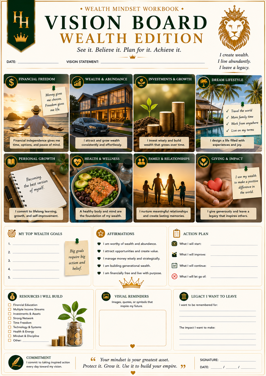 Wealth Mindset Workbook | Money Mindset Journal & Financial Success Planner | Abundance Manifestation Workbook | Printable PDF