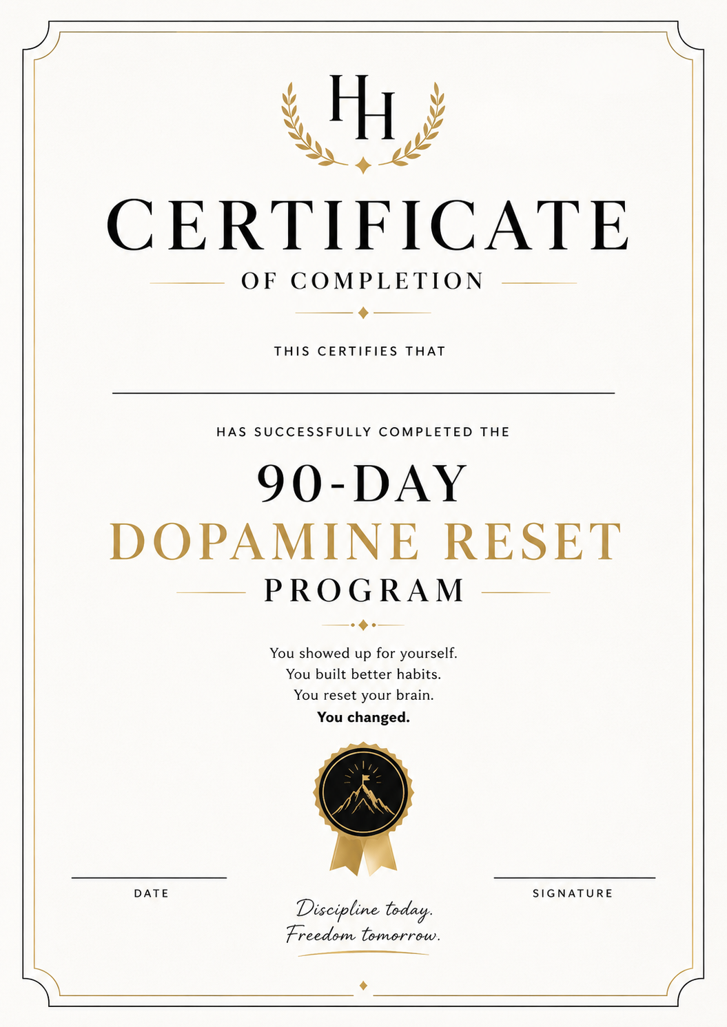 90 Day Dopamine Reset Workbook | Break Bad Habits & Reclaim Focus | Digital Detox, Self-Discipline & Mindset Journal | Printable PDF