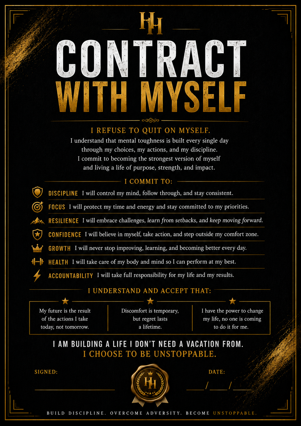 Mental Toughness Workbook | Build Resilience, Self-Discipline & Confidence | 90-Day Personal Growth Journal | Printable PDF