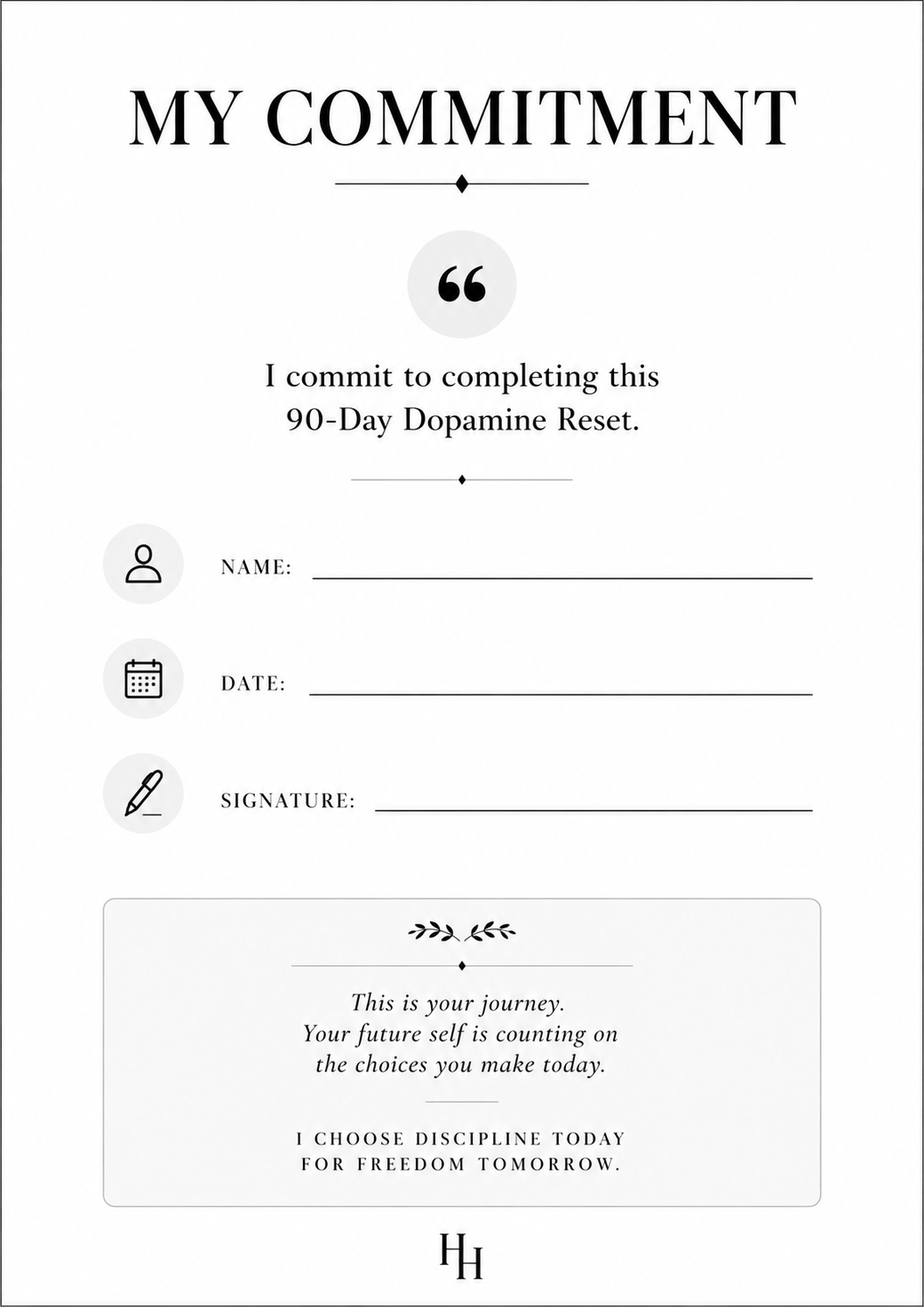 90 Day Dopamine Reset Workbook | Break Bad Habits & Reclaim Focus | Digital Detox, Self-Discipline & Mindset Journal | Printable PDF