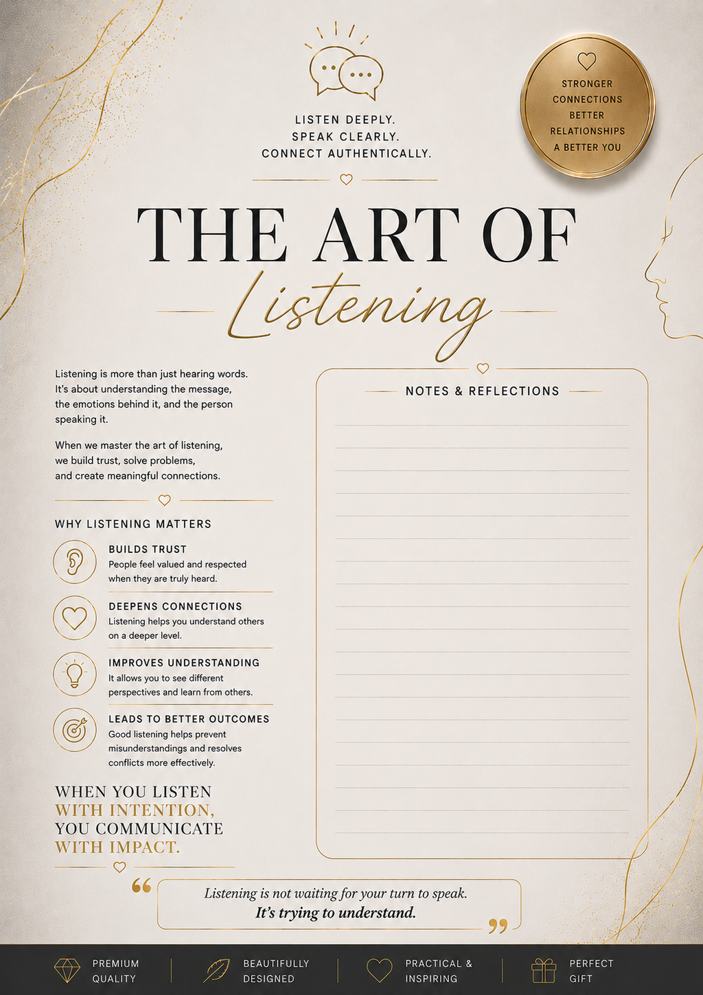 Communication Journal Workbook | Improve Communication Skills & Build Stronger Relationships | Self-Reflection & Personal Growth | Printable PDF