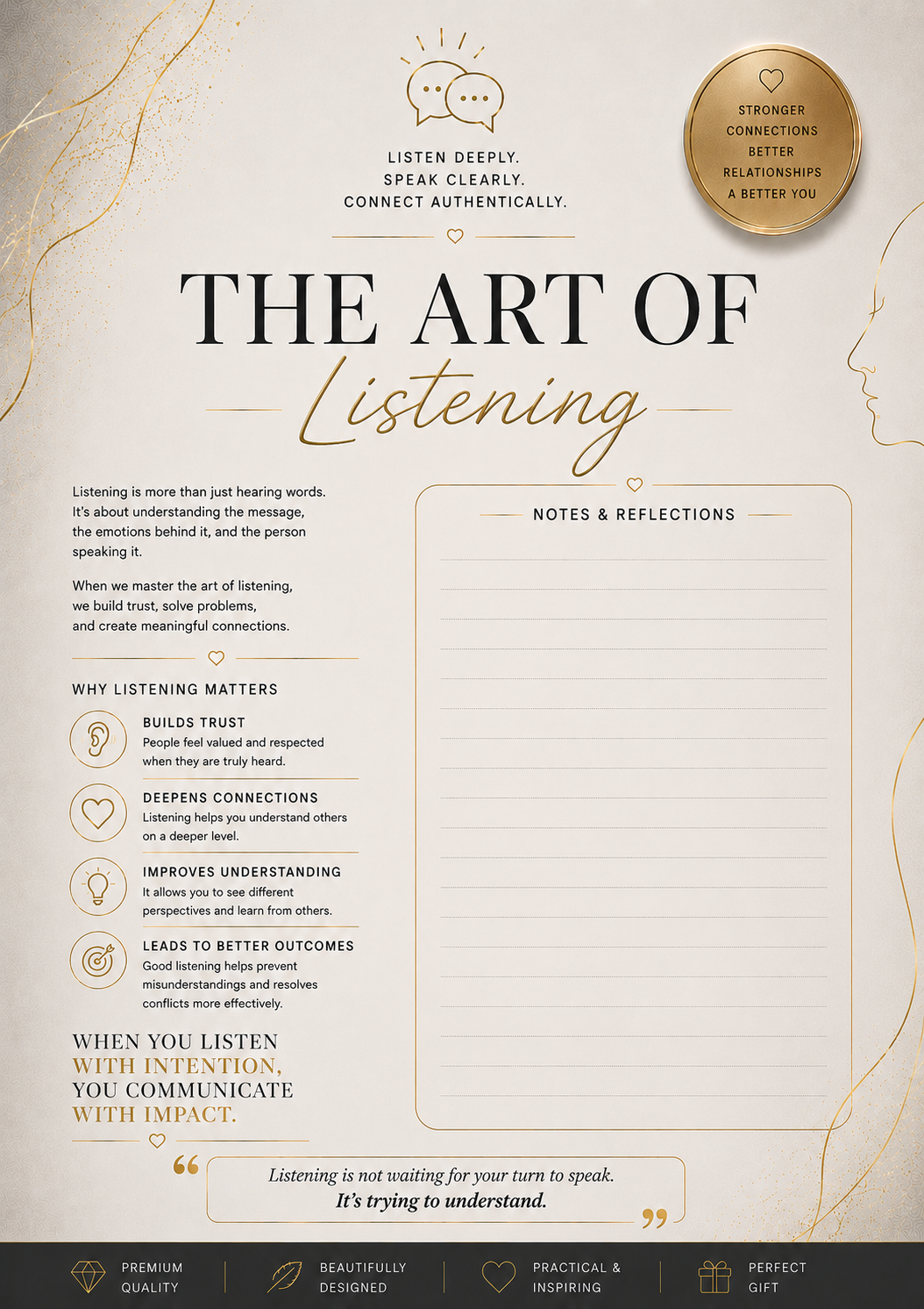 Communication Journal Workbook | Improve Communication Skills & Build Stronger Relationships | Self-Reflection & Personal Growth | Printable PDF