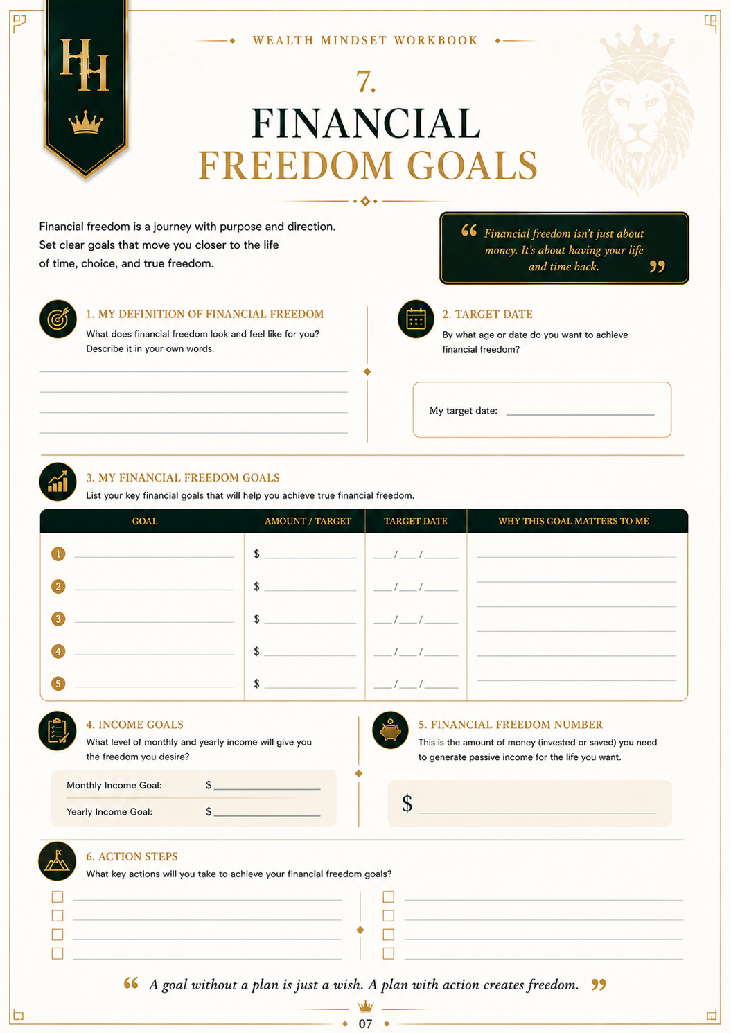 Wealth Mindset Workbook | Money Mindset Journal & Financial Success Planner | Abundance Manifestation Workbook | Printable PDF